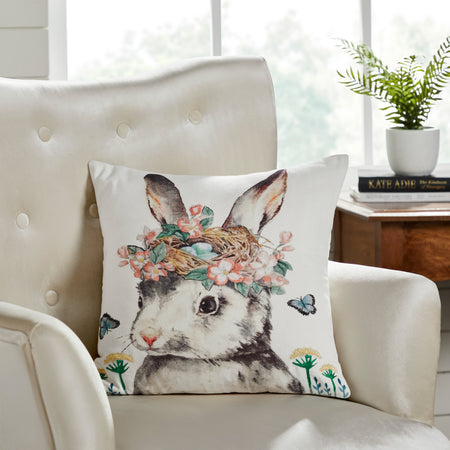 Seasons Crest Garden Bunny Pillow 18x18 By VHC Brands