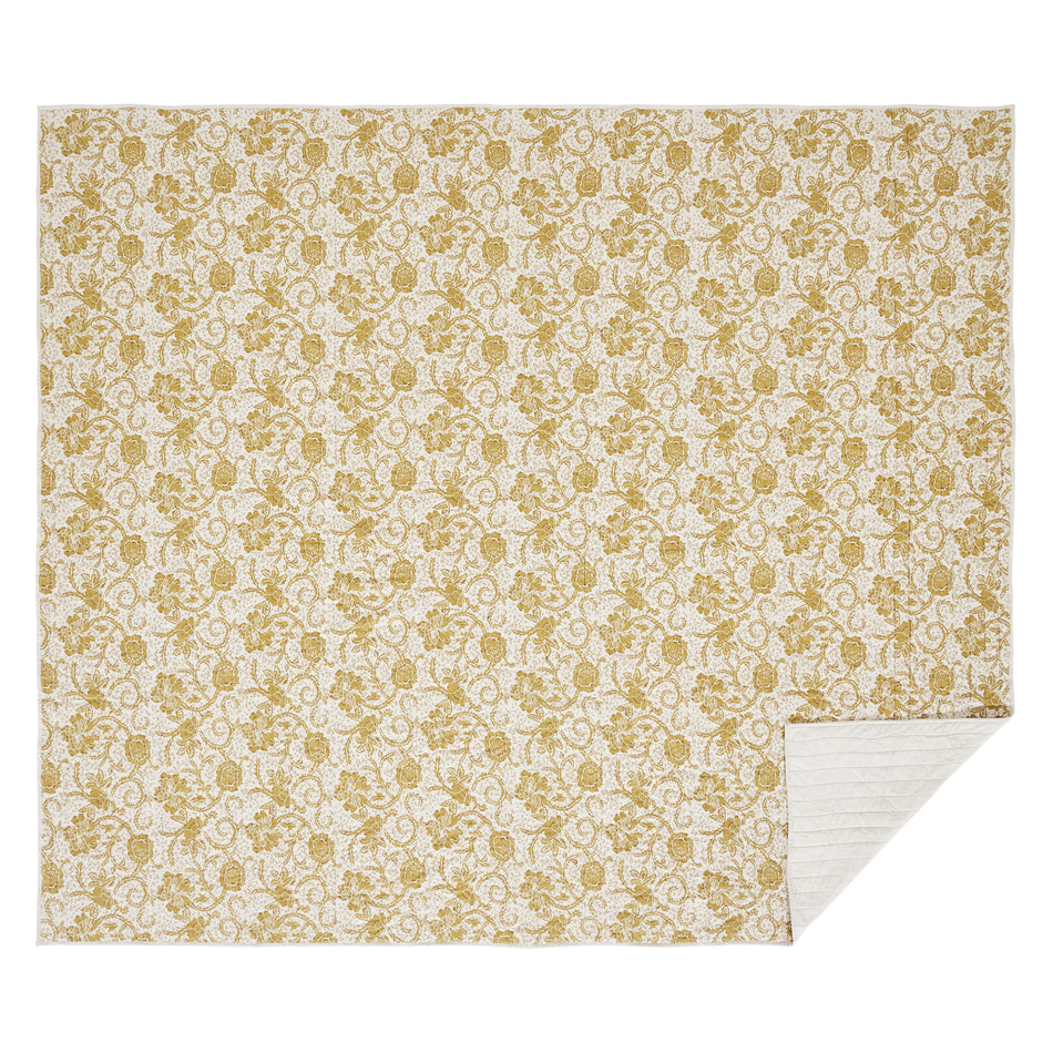 Dorset Gold Floral Luxury King Quilt 120WX105L