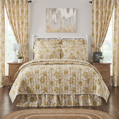 April & Olive Dorset Gold Floral King Quilt 105Wx95L By VHC Brands