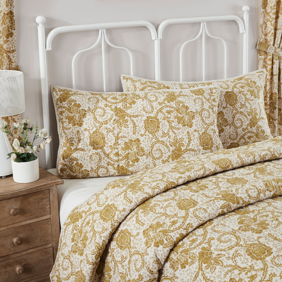 April & Olive Dorset Gold Floral King Sham 21x37 By VHC Brands