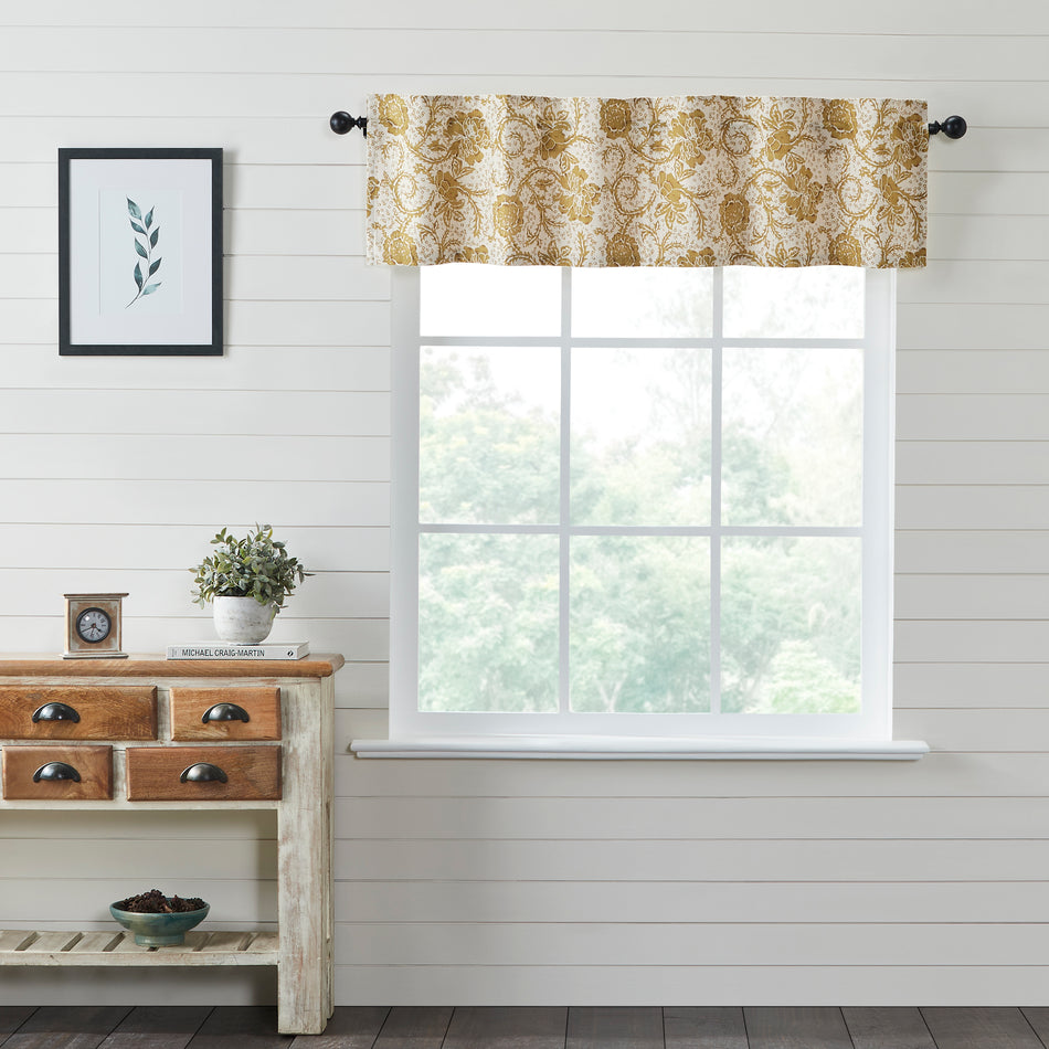 April & Olive Dorset Gold Floral Valance 16x60 By VHC Brands