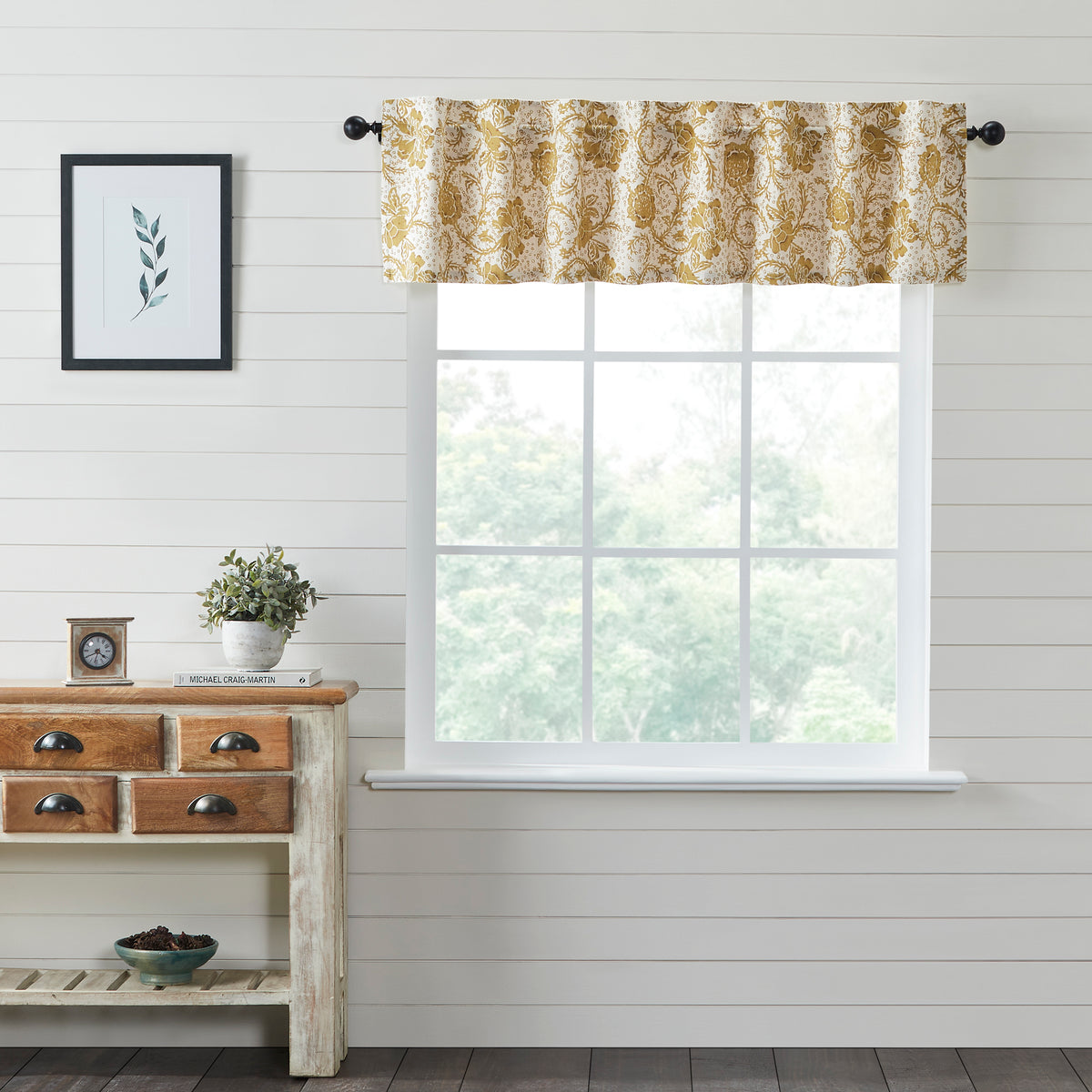 April & Olive Dorset Gold Floral Valance 16x72 By VHC Brands