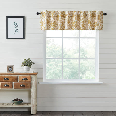 April & Olive Dorset Gold Floral Valance 16x72 By VHC Brands