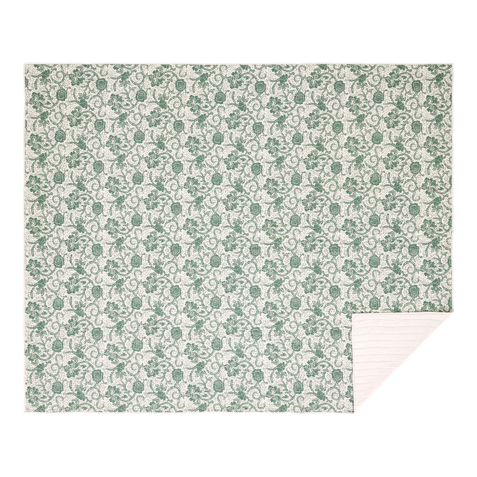 Dorset Green Floral Luxury King Quilt 120WX105L