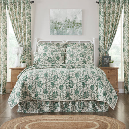 April & Olive Dorset Green Floral King Quilt 105Wx95L By VHC Brands