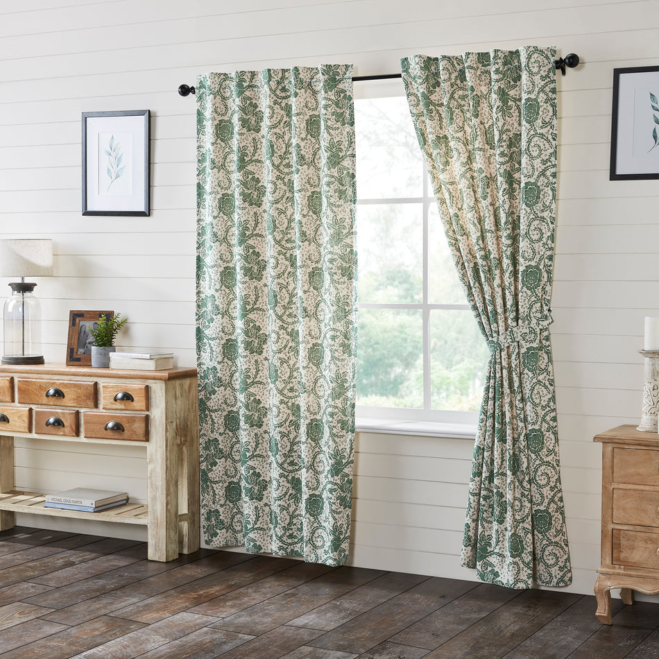 April & Olive Dorset Green Floral Panel Set of 2 84x40 By VHC Brands