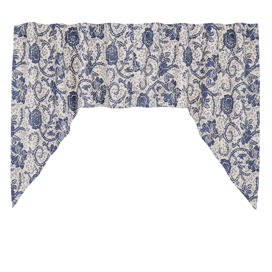 April & Olive Dorset Navy Floral Swag Set of 2 36x36x16 By VHC Brands