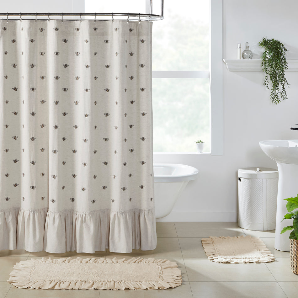 Embroidered Bee Shower Curtain 72x72