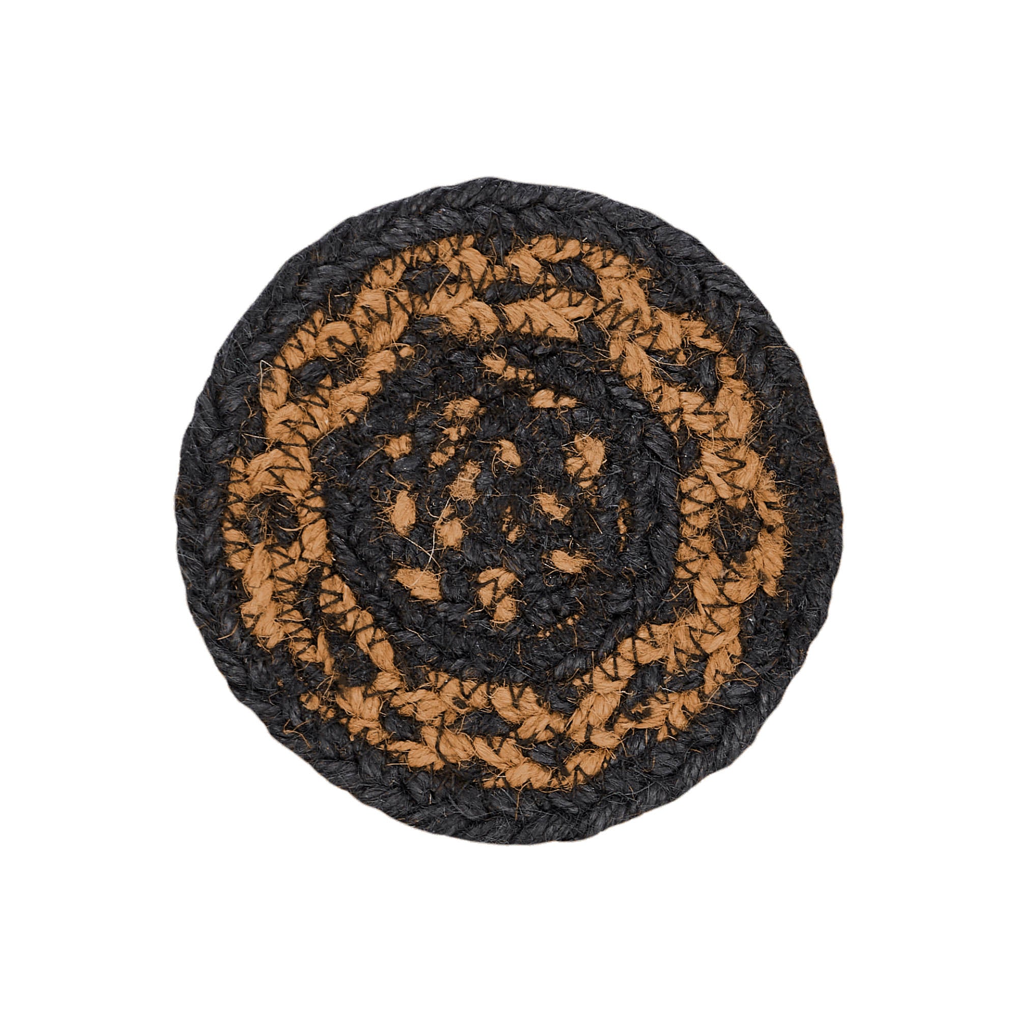 Mayflower Market Black & Tan Jute Coaster Set of 6 By VHC Brands