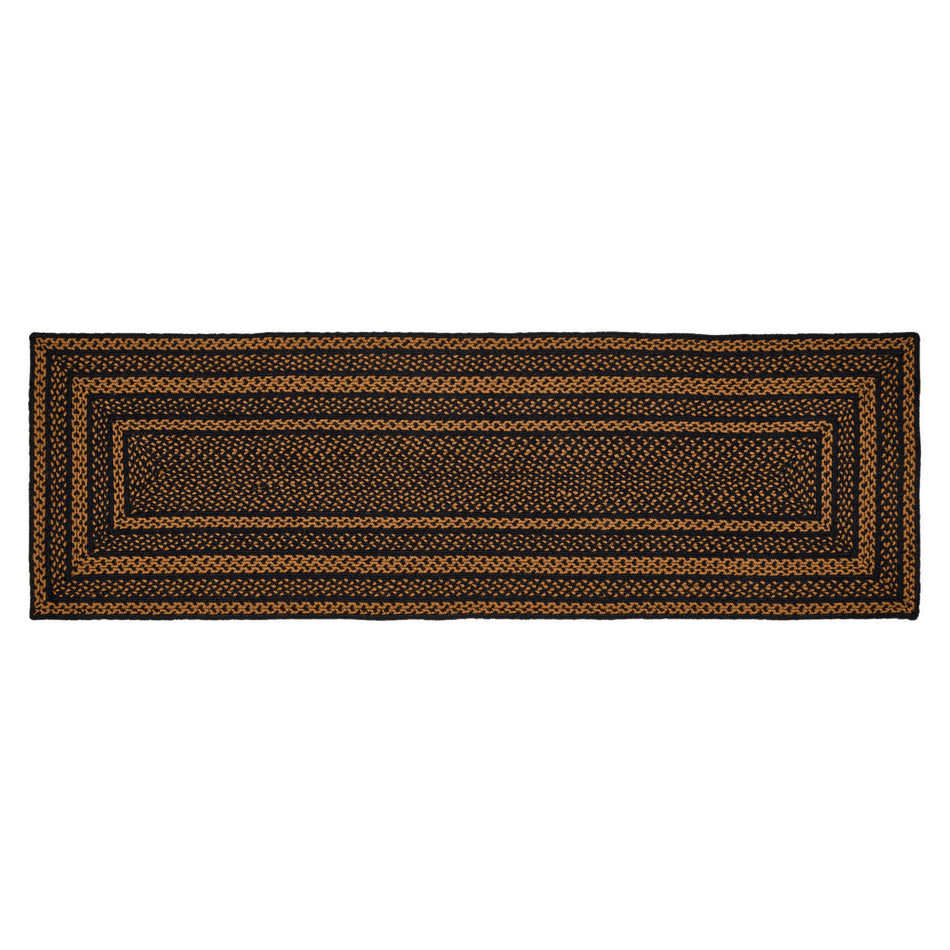 Mayflower Market Black & Tan Jute Rug/Runner Rect w/ Pad 24x78 By VHC Brands