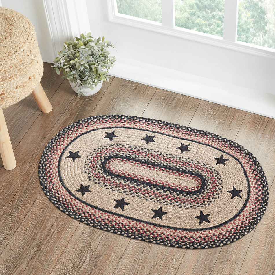 Colonial Star Jute Rug Oval w/ Pad 24x36