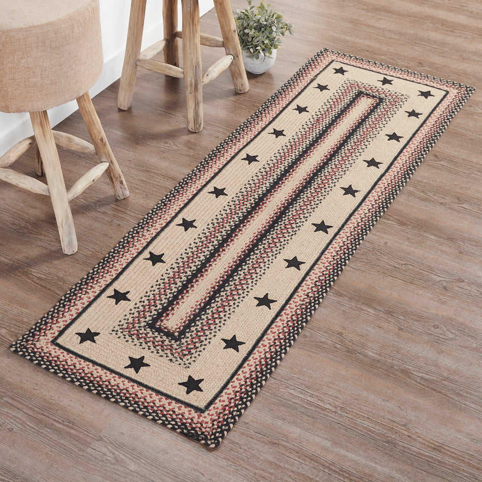 Mayflower Market Colonial Star Jute Rug/Runner Rect w/ Pad 24x78 By VHC Brands