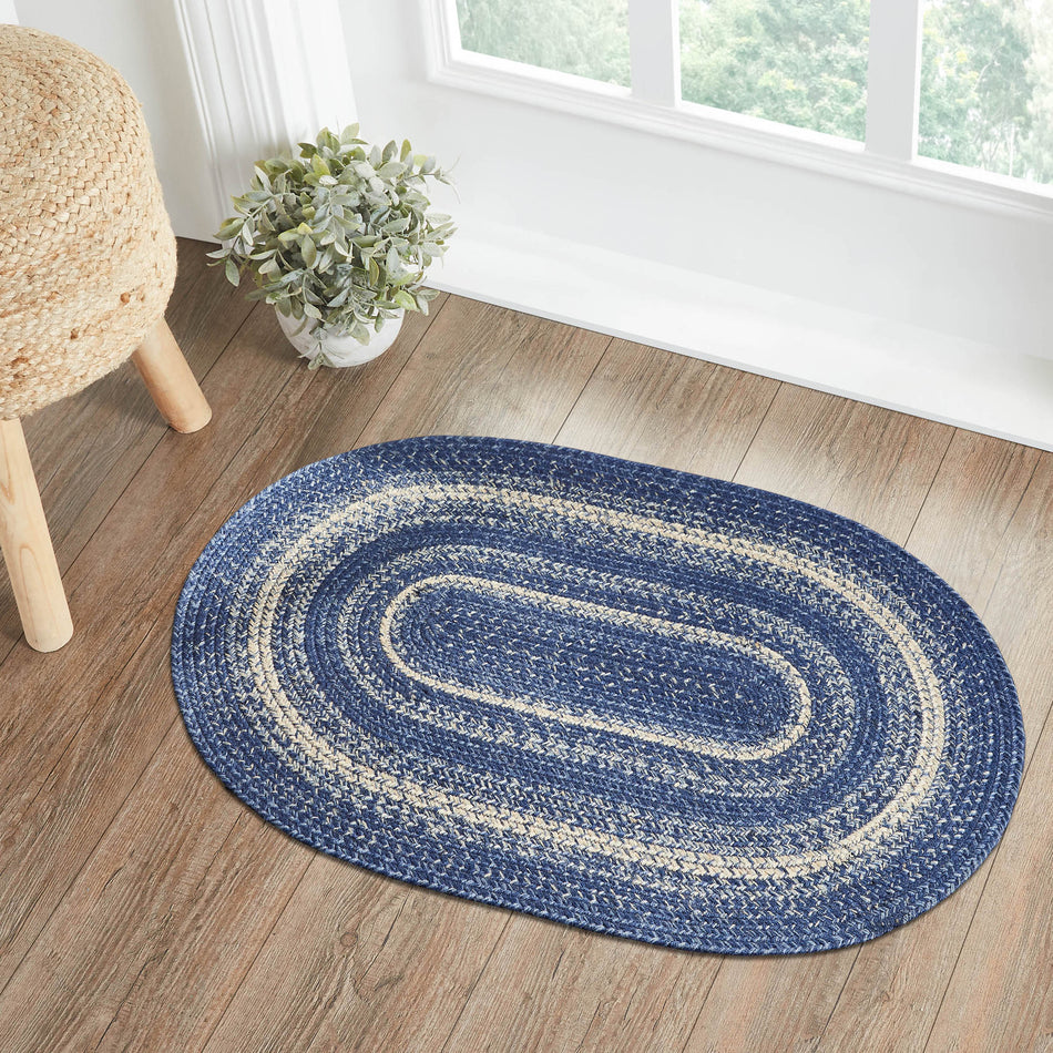 Great Falls Blue Jute Rug Oval w/ Pad 24x36