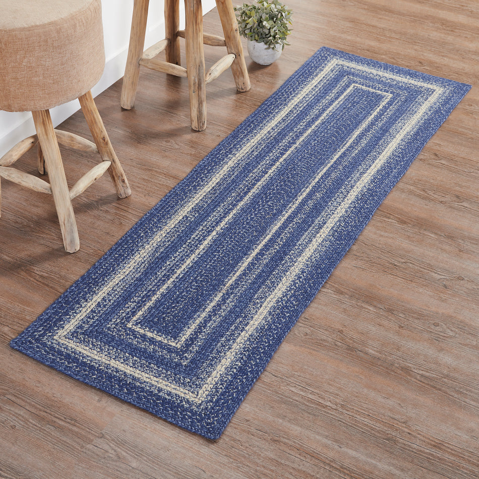 Great Falls Blue Jute Rug/Runner Rect w/ Pad 24x78