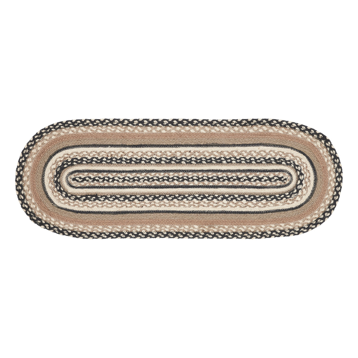 April & Olive Sawyer Mill Charcoal Creme Jute Oval Runner 13x36 By VHC Brands