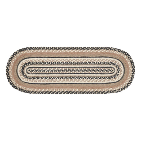 April & Olive Sawyer Mill Charcoal Creme Jute Oval Runner 13x36 By VHC Brands