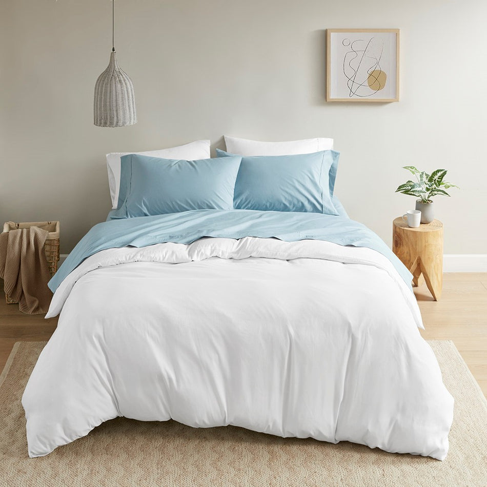 Peached Percale Cotton Peached Percale Sheet Set - Teal - Full Size