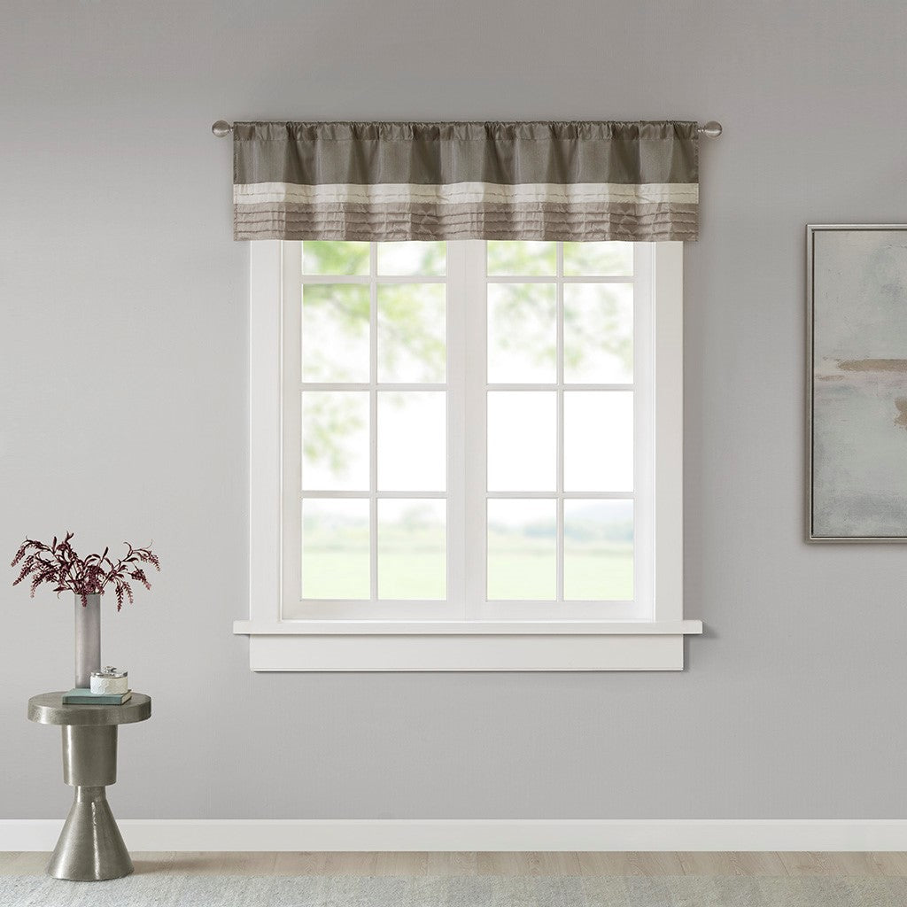 Madison Park Amherst Polyoni Pintuck Window Valance - Natural - 50x18"