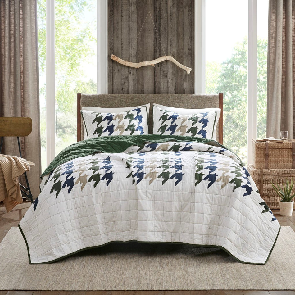 Hudson Oversized Cotton Quilt Mini Set - Green - King Size / Cal King Size