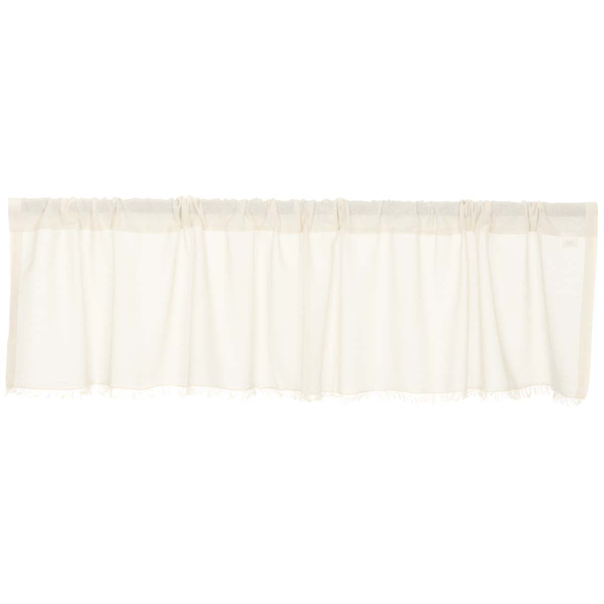 April & Olive Tobacco Cloth Antique White Valance Fringed 16x72 By VHC Brands