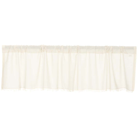 April & Olive Tobacco Cloth Antique White Valance Fringed 16x72 By VHC Brands