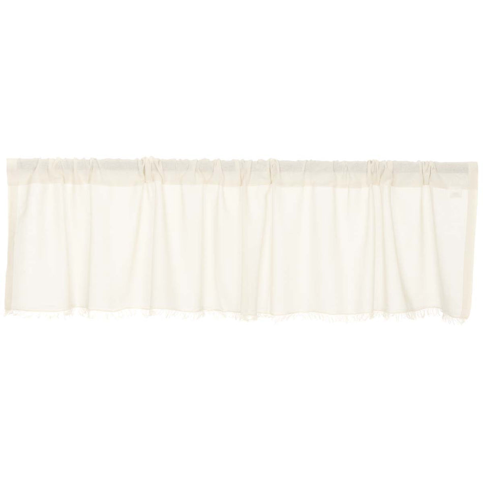 April & Olive Tobacco Cloth Antique White Valance Fringed 16x72 By VHC Brands