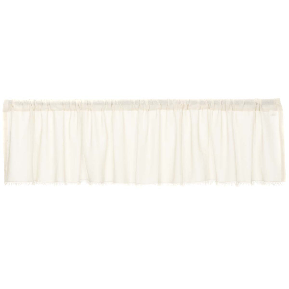 April & Olive Tobacco Cloth Antique White Valance Fringed 16x90 By VHC Brands