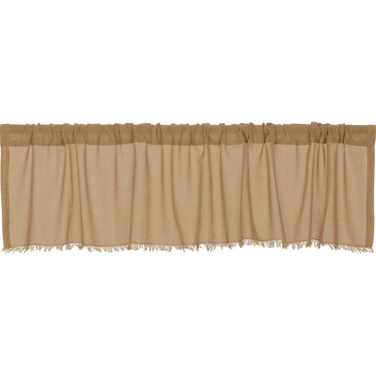 April & Olive Tobacco Cloth Khaki Valance Fringed 16x72 By VHC Brands