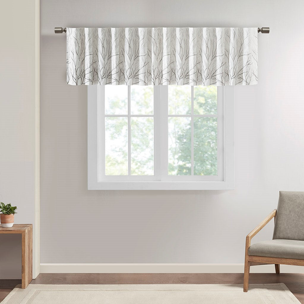 Madison Park Andora Faux Silk Embroidered Window Valance - White - 50x18"