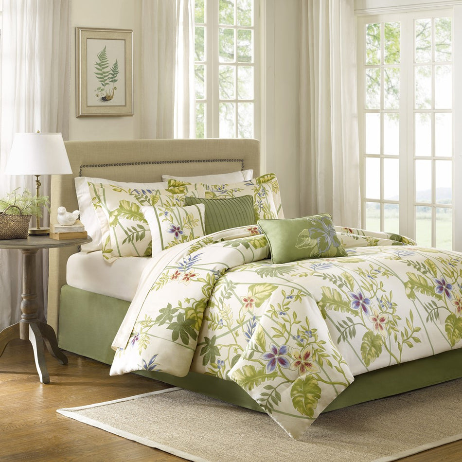 Madison Park Kannapali 7 Piece Comforter Set - Green - Queen Size