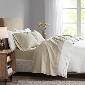 Madison Park 3M Microcell All Season Lightweight Sheet Set - Khaki - Twin Size