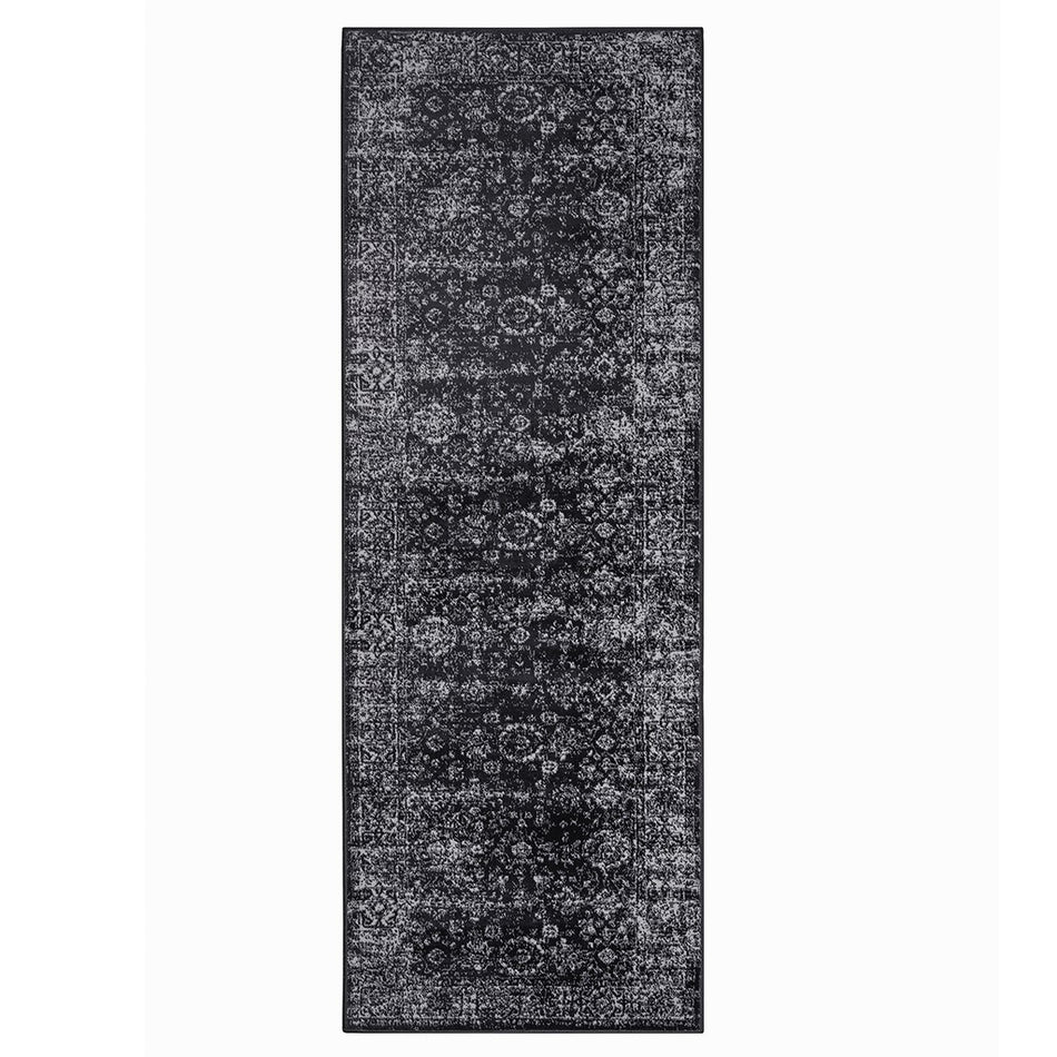 Chadwick Distressed Vintage Persian Woven Area Rug - Black / Cream - 3x8' Runner