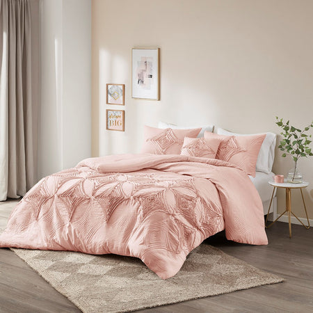 Madison Park Colette 4 Piece Comforter Set - Blush - King Size / Cal King Size