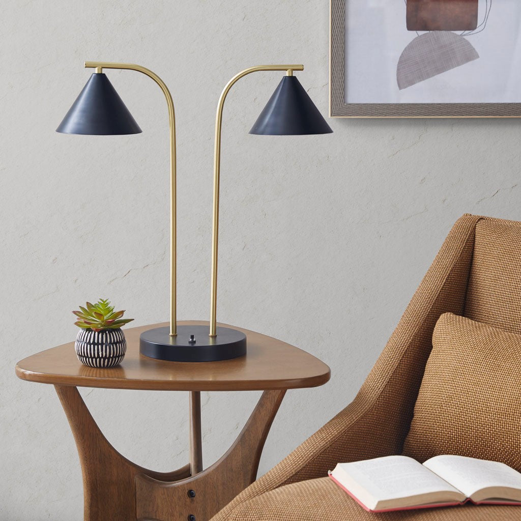 INK+IVY Bower 2-Light Metal Table Lamp with Chimney Shades - Black / Gold  Shop Online & Save - expresshomedirectr.com