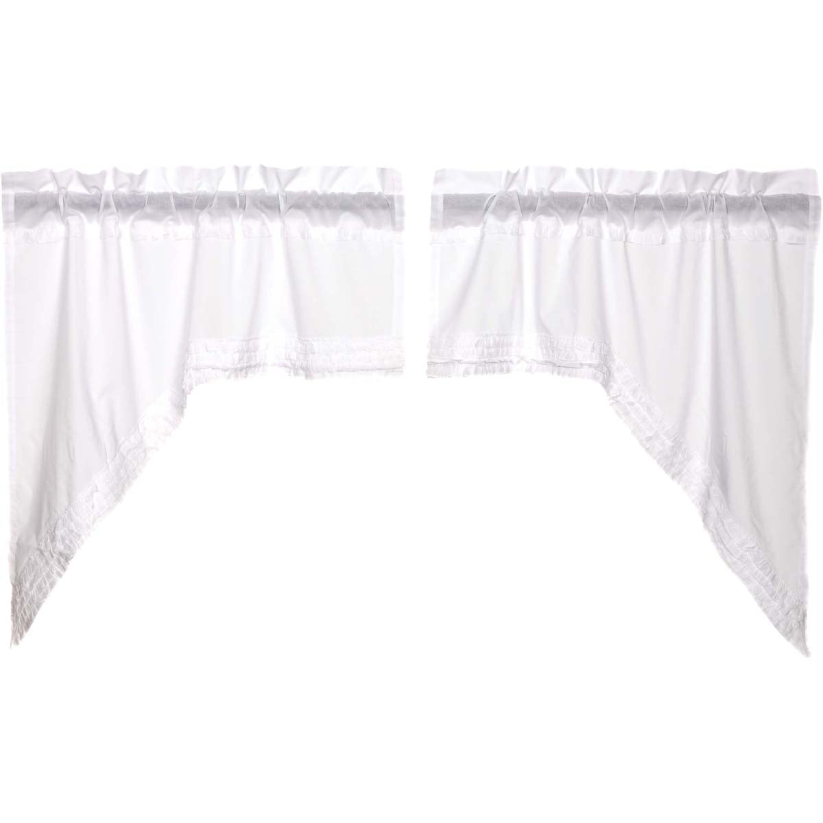 April & Olive White Ruffled Sheer Swag Set of 2 36x36x16 By VHC Brands