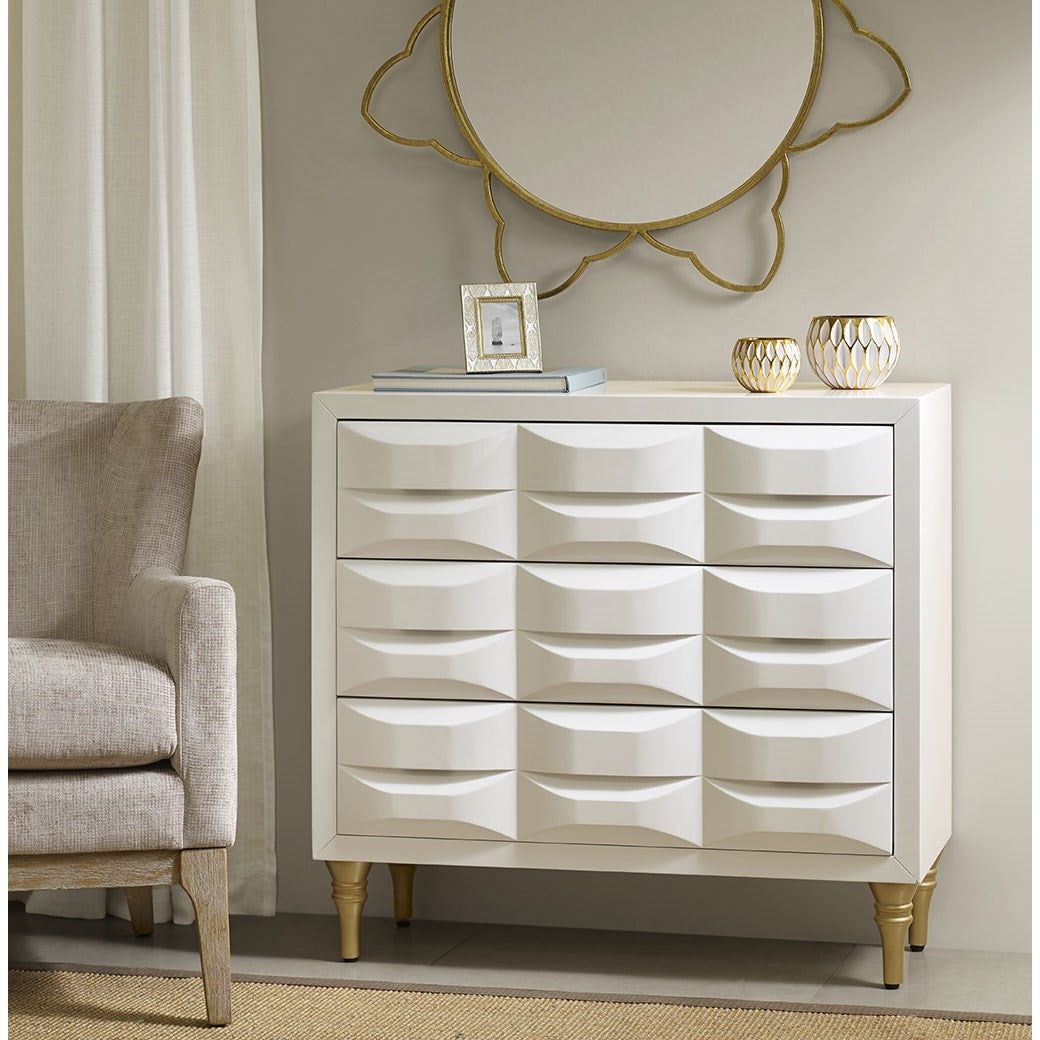 Madison Park Rubrix 3 Drawer Chest - White 