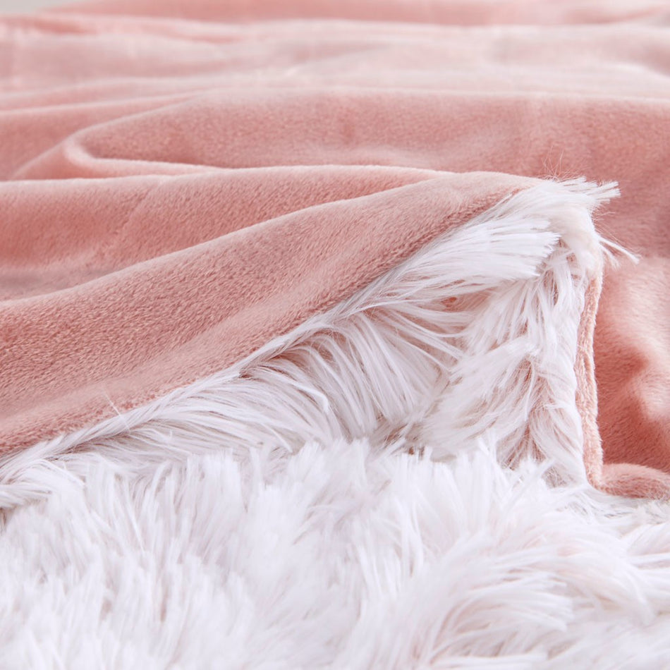 Emma Shaggy Faux Fur Throw - Blush - 50x60"