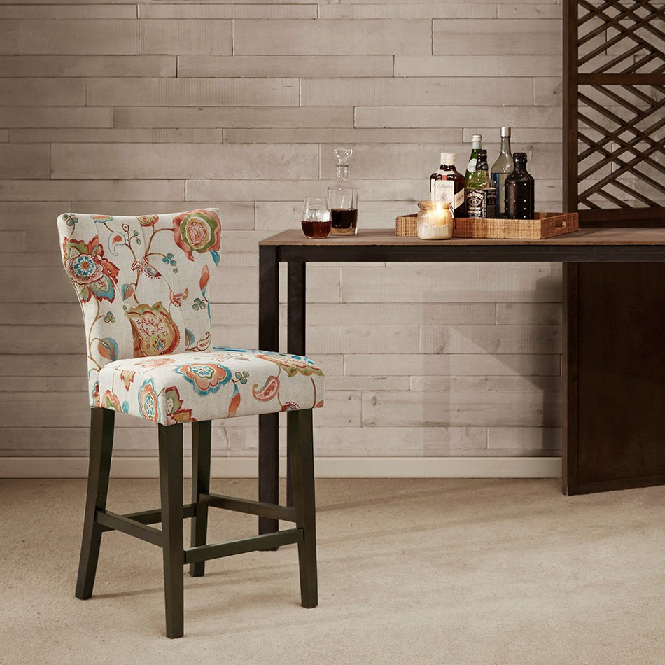 Madison Park Avila Tufted Back Counter Stool - Orange Multi 