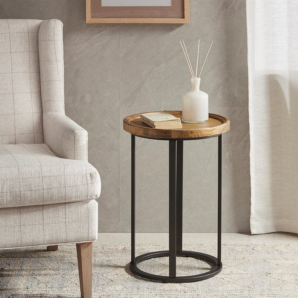 Martha Stewart Irisa Round Accent Table - Reclaimed Oak / Iron 