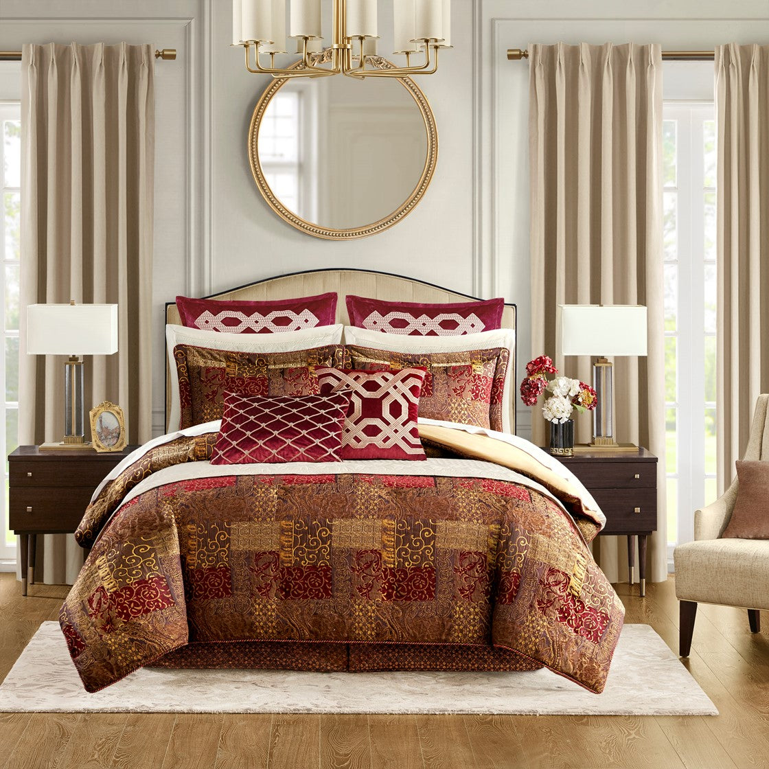 Croscill Classics Galleria 4 Piece Red Comforter Set - Red  - King Size Shop Online & Save - expresshomedirectr.com