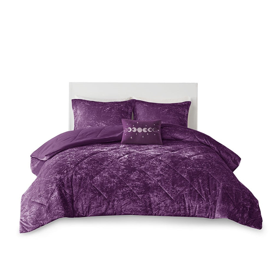 Felicia Velvet Comforter Set - Purple - Twin Size / Twin XL Size