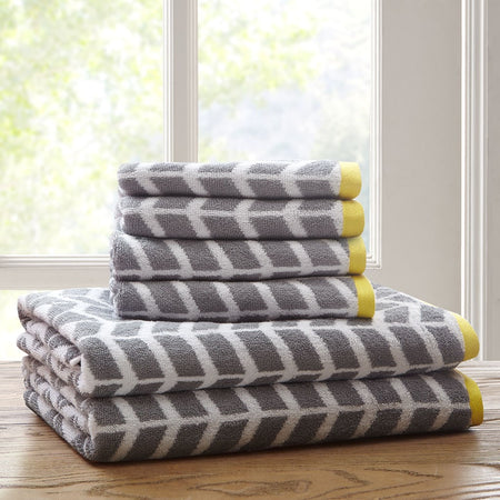 Intelligent Design  Nadia Cotton Jacquard Bath Towel 6 Piece Set - Grey  Shop Online & Save - expresshomedirectr.com