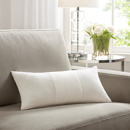 Croscill Home Canova Oblong Decor Pillow - White  - 12x24" Shop Online & Save - expresshomedirectr.com