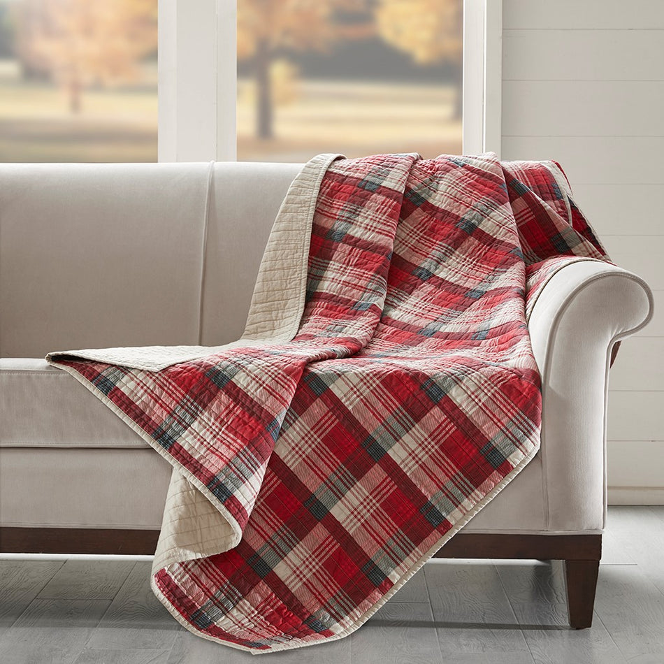 Woolrich Tasha Quilted Throw - Red  - 50x70" Shop Online & Save - expresshomedirectr.com