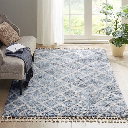 Madison Park Bolton Vigo Moroccan Shag 5x7 Gray/Cream Area Rug - Gray / Cream - 5x7'