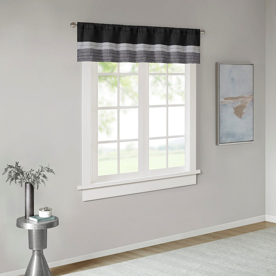 Amherst Polyoni Pintuck Window Valance - Black - 50x18"