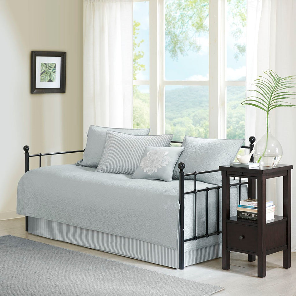 Madison Park Quebec 6 Piece Reversible Daybed Cover Set - Grey - Daybed Size - 39" x 75"