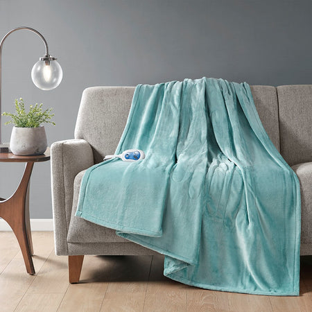 Beautyrest Heated Plush Plush Heated Throw - Aqua - 60x70"