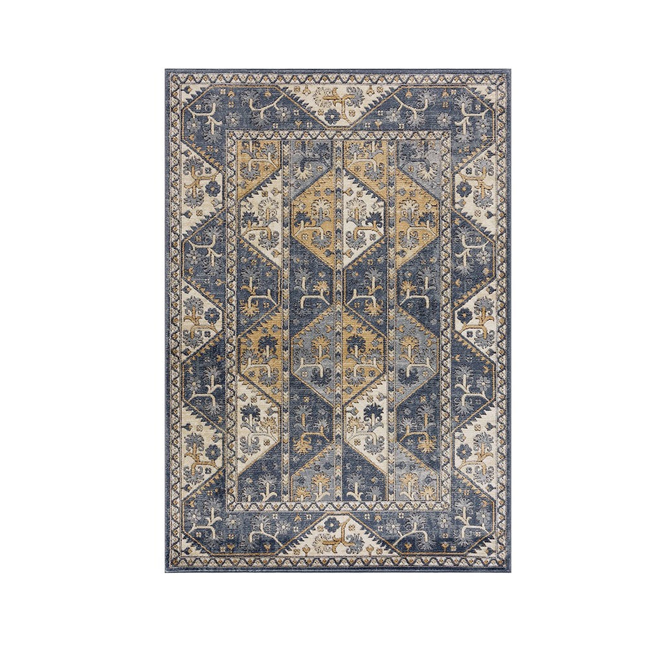 Dakota Tiled Border Area Rug - Blue / Cream - 8x10'