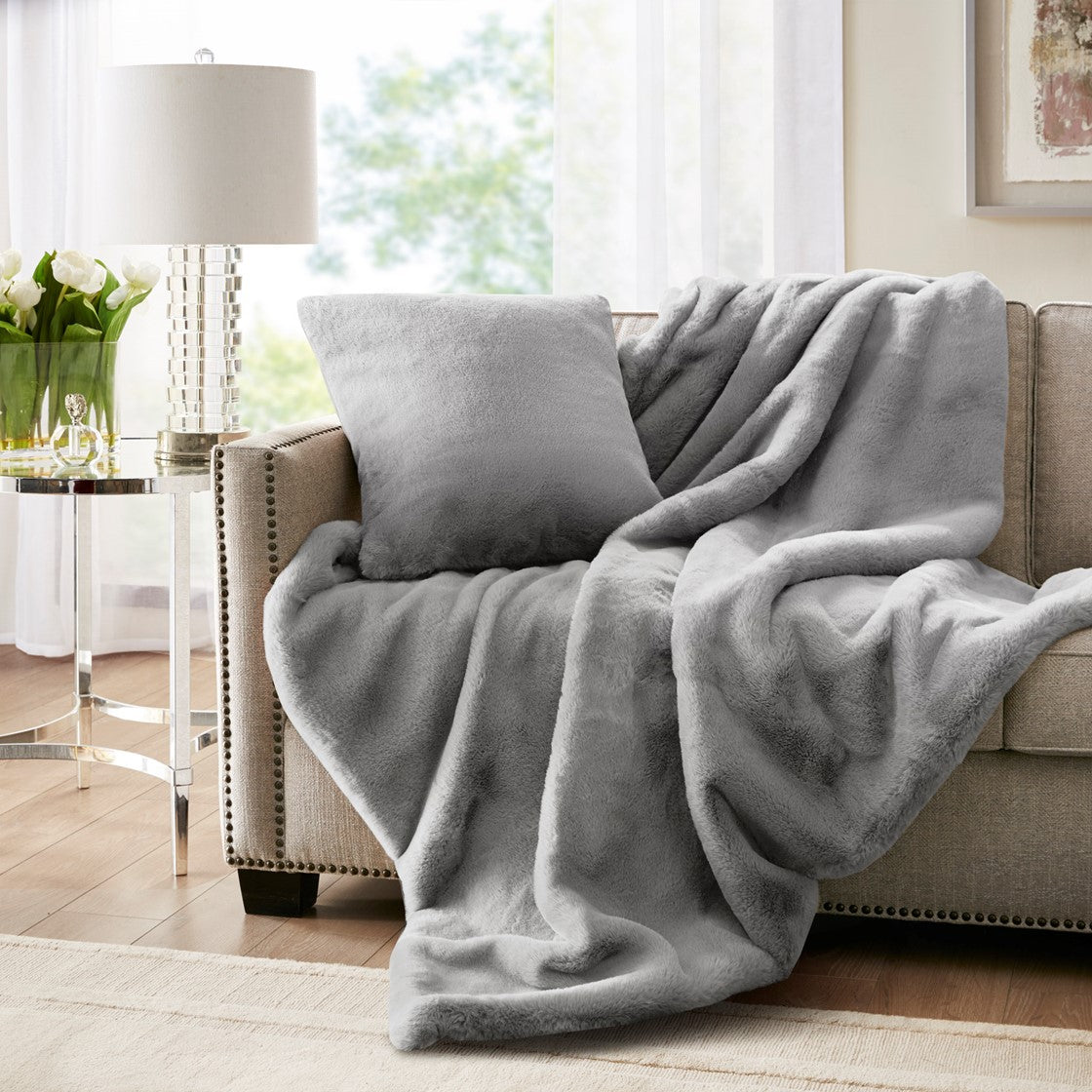 Croscill Sable Solid Faux Fur Throw - Grey  - One Size Shop Online & Save - expresshomedirectr.com